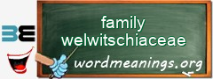 WordMeaning blackboard for family welwitschiaceae